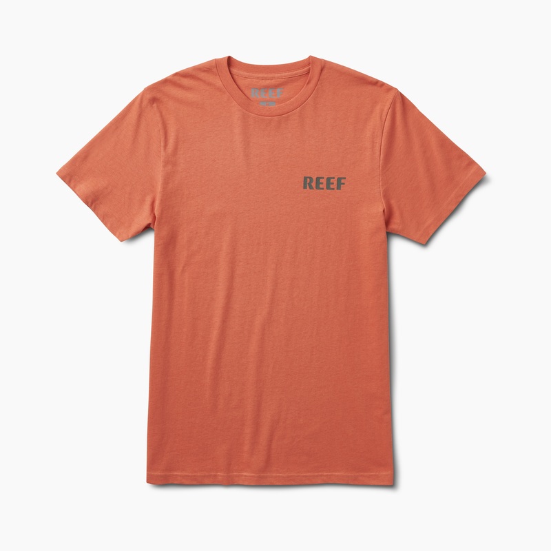 Men's Reef Cushion Court T Shirts Orange | lbxvhlHgZi2