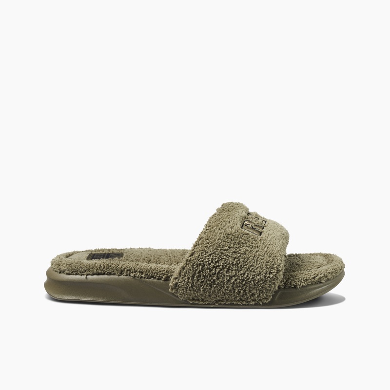 Men's Reef Cushion Luna Slippers Olive | Hz1iRC0PSgx