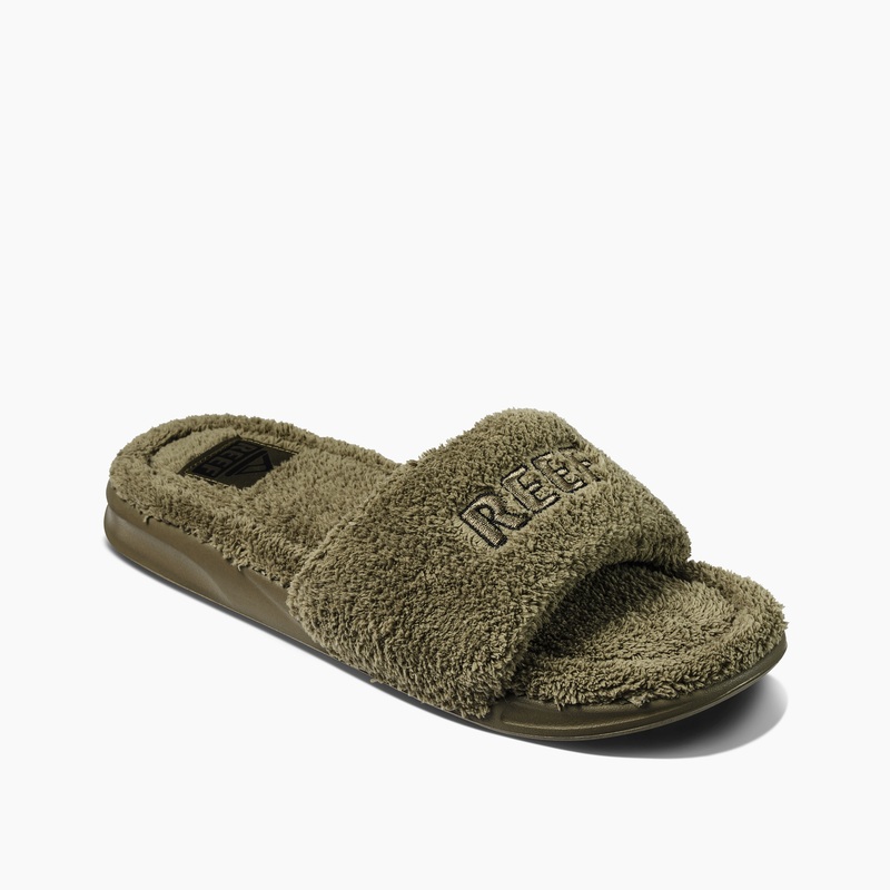 Men's Reef Cushion Luna Slippers Olive | Hz1iRC0PSgx