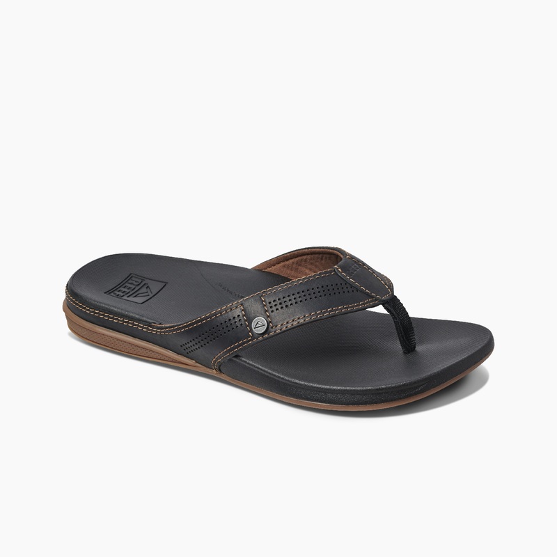 Men's Reef Cushion Lux Flip Flops Black / Brown | aDXcZnKE7Tl