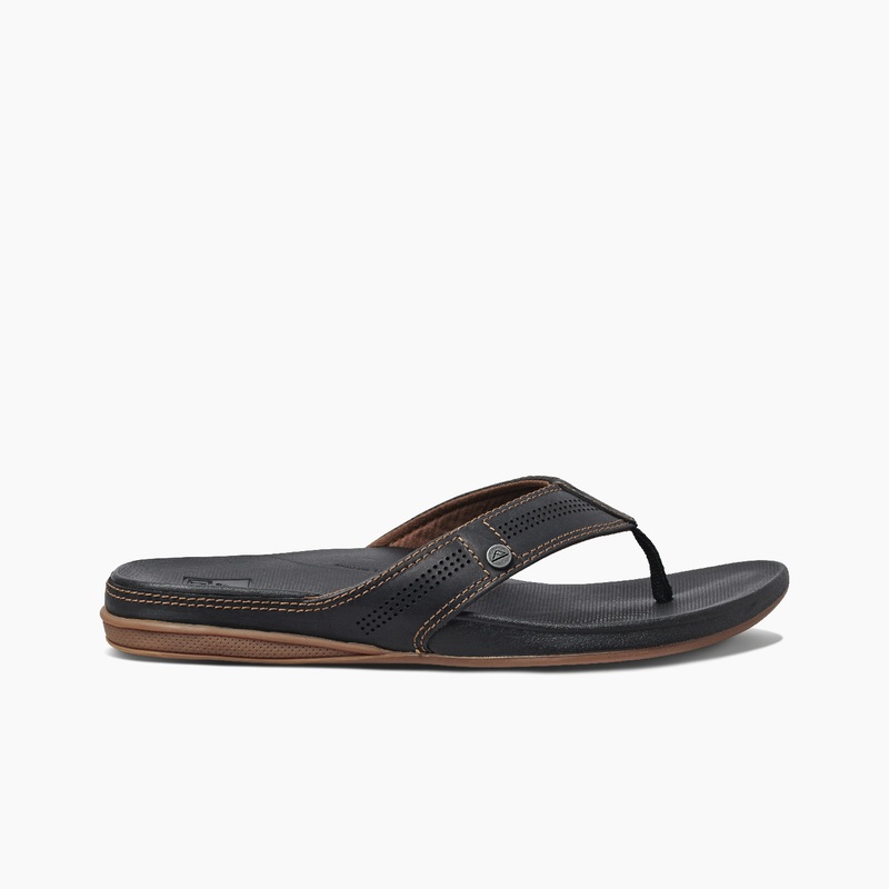 Men's Reef Cushion Lux Flip Flops Black / Brown | aDXcZnKE7Tl