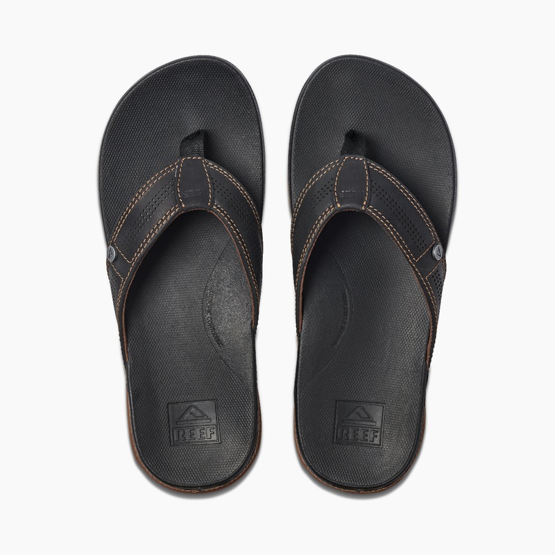 Men\'s Reef Cushion Lux Flip Flops Black / Brown | aDXcZnKE7Tl