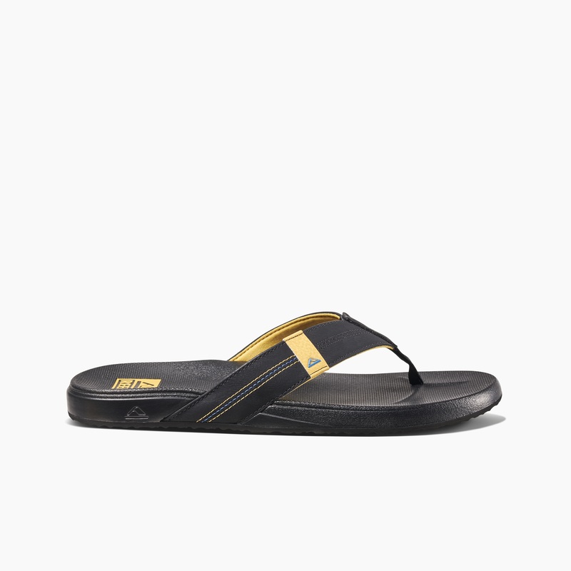 Men's Reef Cushion Phantom Flip Flops Black / Yellow | sMVm40BGNoY