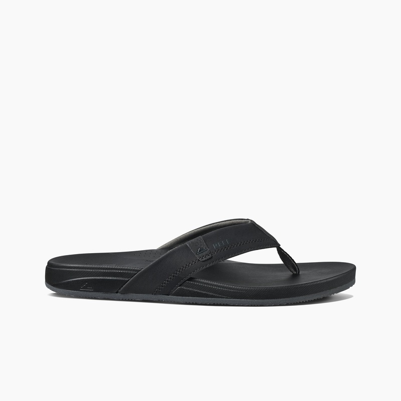 Men's Reef Cushion Spring Flip Flops Black / Grey | AWyhgugAJJN