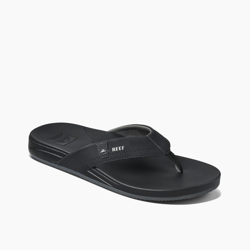 Men's Reef Cushion Spring Flip Flops Black / Grey | AWyhgugAJJN