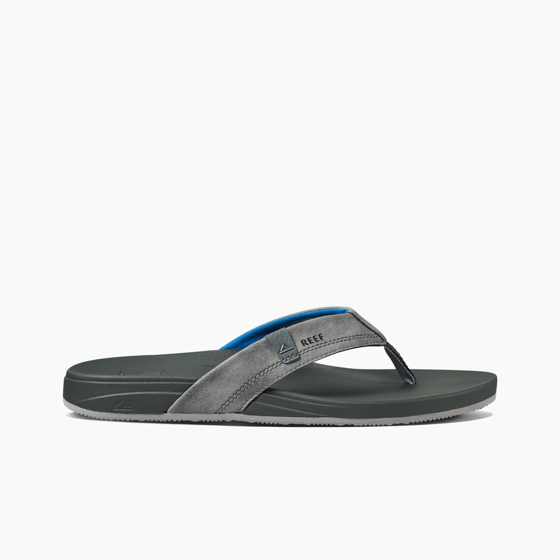 Men's Reef Cushion Spring Flip Flops Grey / Blue | ARObKkH2UQC