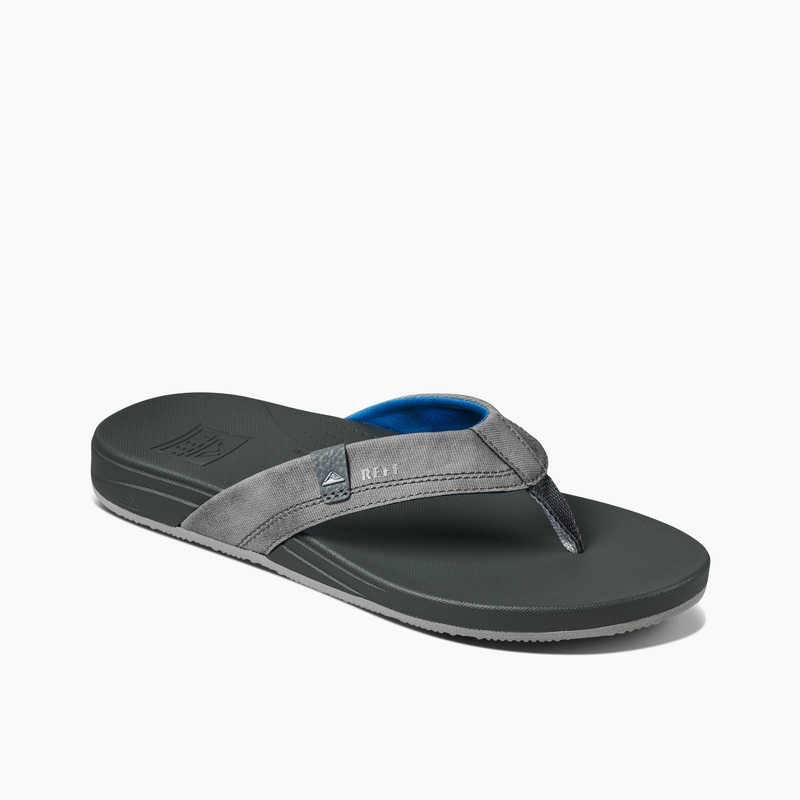 Men's Reef Cushion Spring Flip Flops Grey / Blue | ARObKkH2UQC