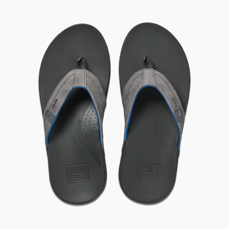 Men\'s Reef Cushion Spring Flip Flops Grey / Blue | ARObKkH2UQC