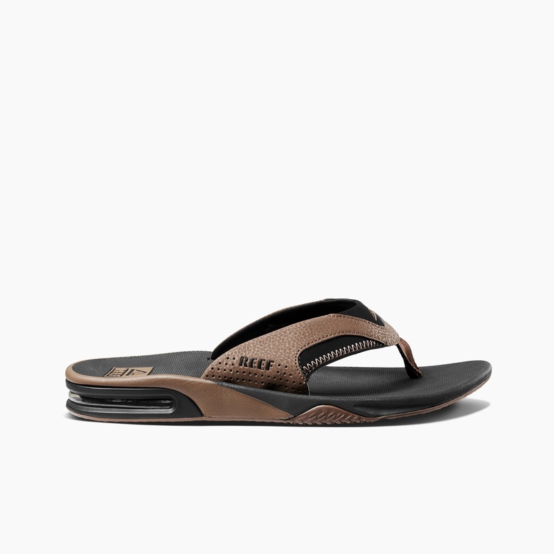 Men's Reef Fanning Flip Flops Black Brown | bjTmB3FF2hG