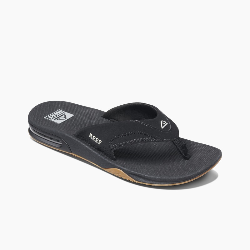 Men's Reef Fanning Flip Flops Black / Silver | aaoWr2P2Q1F