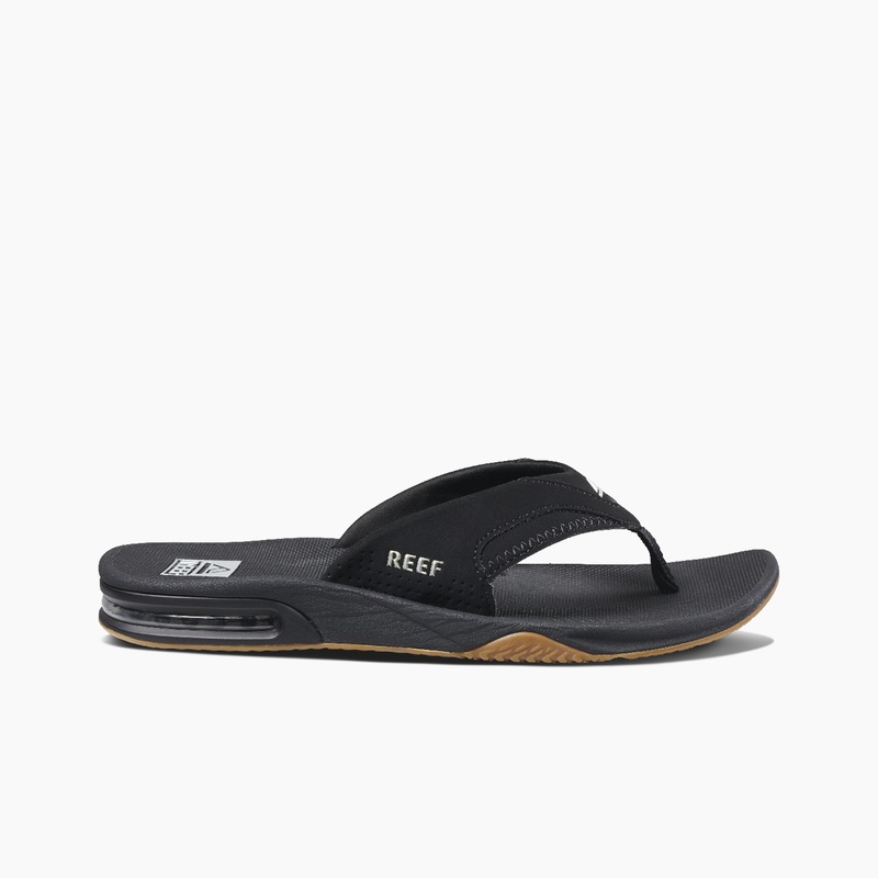 Men's Reef Fanning Flip Flops Black / Silver | aaoWr2P2Q1F