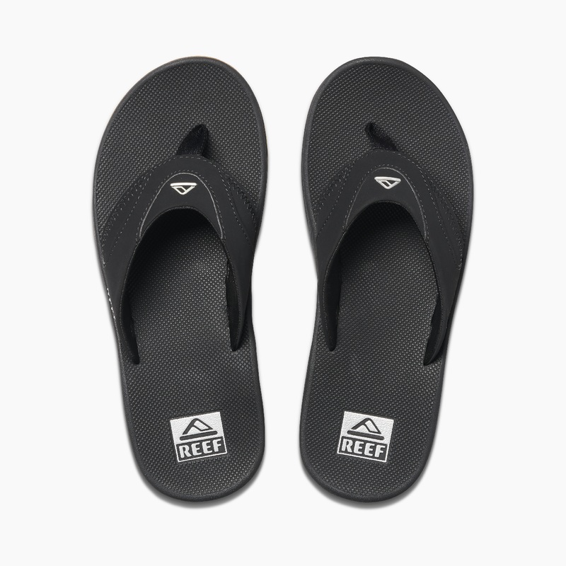 Men\'s Reef Fanning Flip Flops Black / Silver | aaoWr2P2Q1F