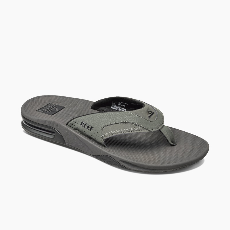 Men's Reef Fanning Flip Flops Grey / Black | WXWnbTlgJGp