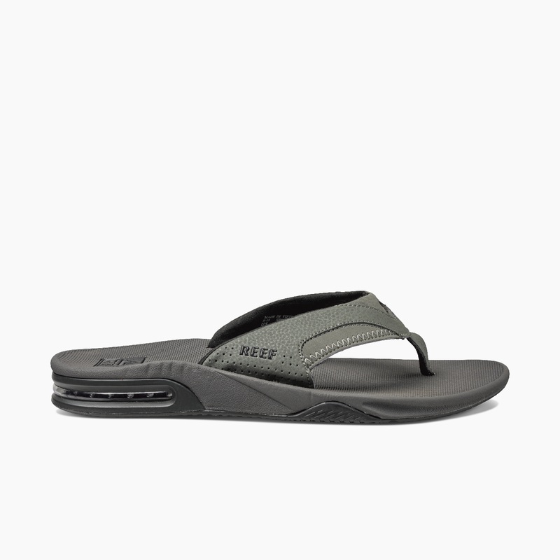 Men's Reef Fanning Flip Flops Grey / Black | WXWnbTlgJGp