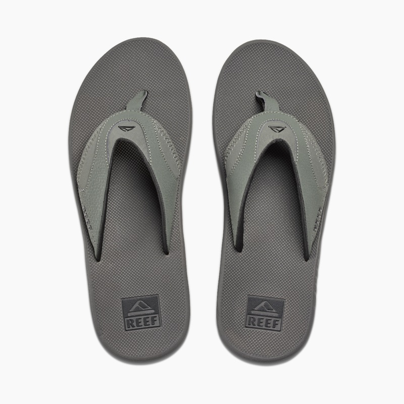 Men\'s Reef Fanning Flip Flops Grey / Black | WXWnbTlgJGp