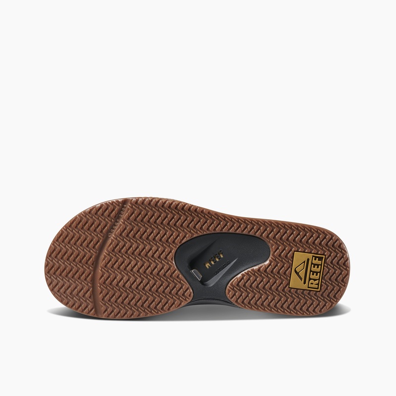 Men's Reef Fanning Flip Flops Grey Khaki | BTguhfy16VP