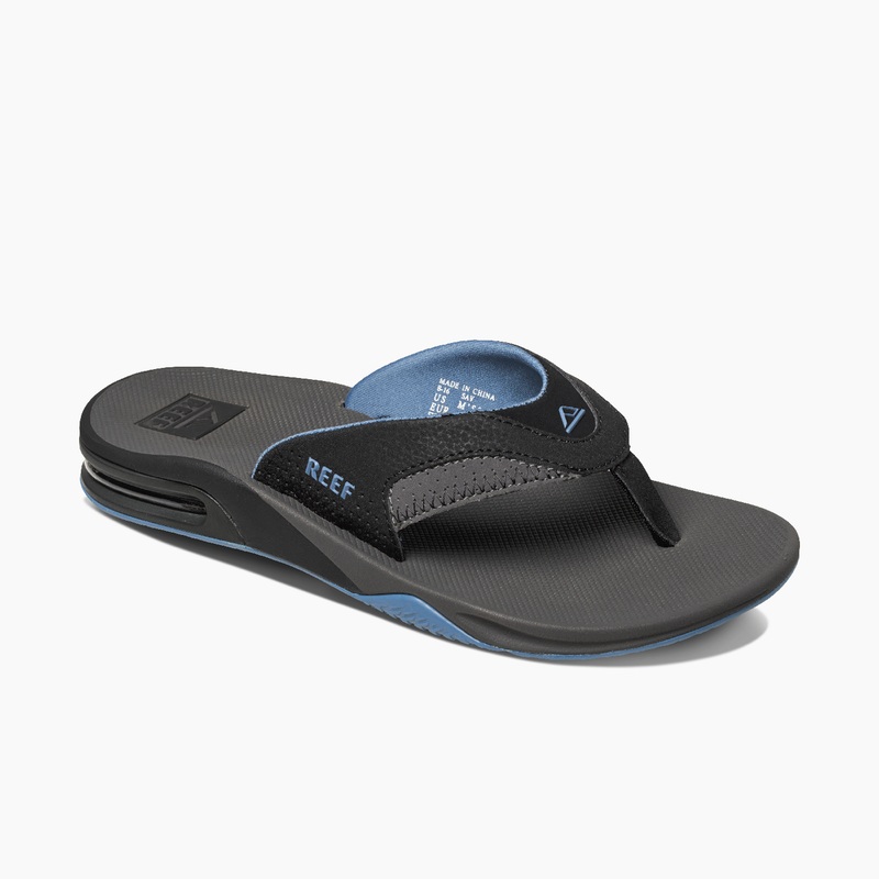 Men's Reef Fanning Flip Flops Grey / Light Blue | cAOAxiX0A8b