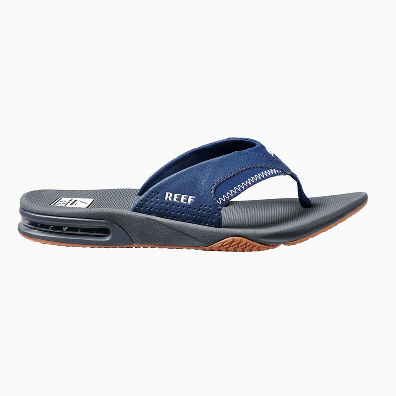 Men's Reef Fanning Flip Flops Navy / Grey | YcTKlRDgbCk