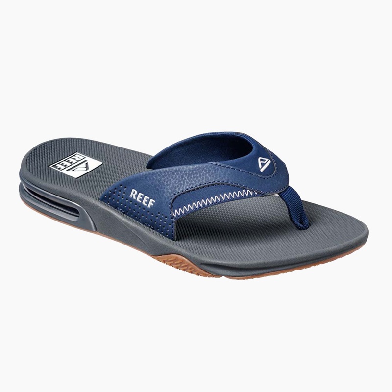 Men's Reef Fanning Flip Flops Navy / Grey | YcTKlRDgbCk