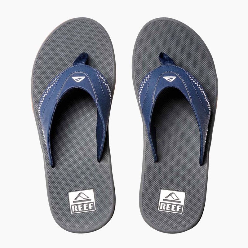 Men\'s Reef Fanning Flip Flops Navy / Grey | YcTKlRDgbCk