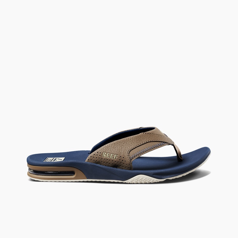 Men's Reef Fanning Flip Flops Navy / Khaki | NPfm4HJ4Kh8