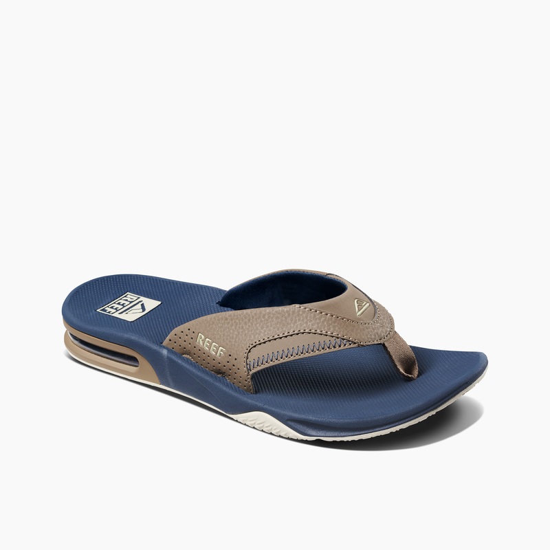 Men's Reef Fanning Flip Flops Navy / Khaki | NPfm4HJ4Kh8