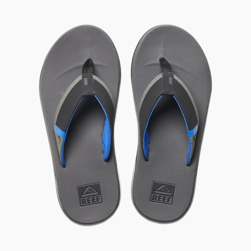 Men\'s Reef Fanning Low Flip Flops Grey / Blue | IQA1E4YYp1R