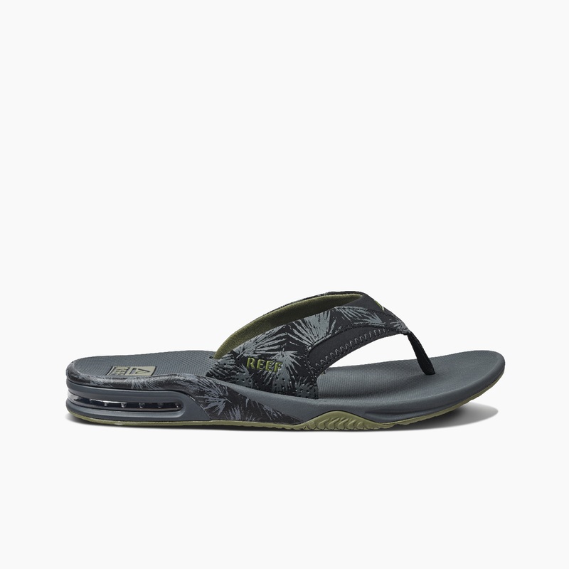 Men's Reef Fanning Prints Flip Flops Olive | YH68k8cA6qu