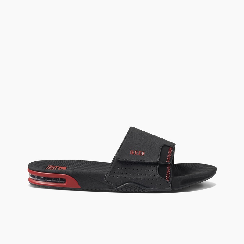 Men's Reef Fanning Slides Black / Red | 1blGKM99ZV4