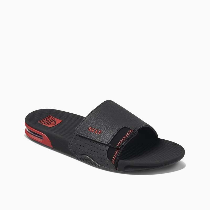 Men's Reef Fanning Slides Black / Red | 1blGKM99ZV4