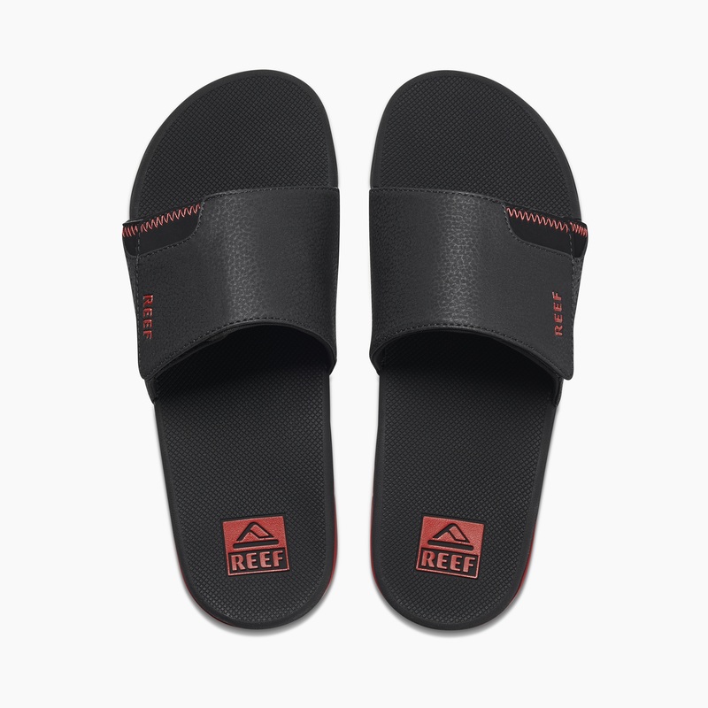 Men\'s Reef Fanning Slides Black / Red | 1blGKM99ZV4