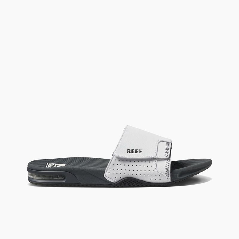 Men's Reef Fanning Slides Grey / White | pReBU87rR3n