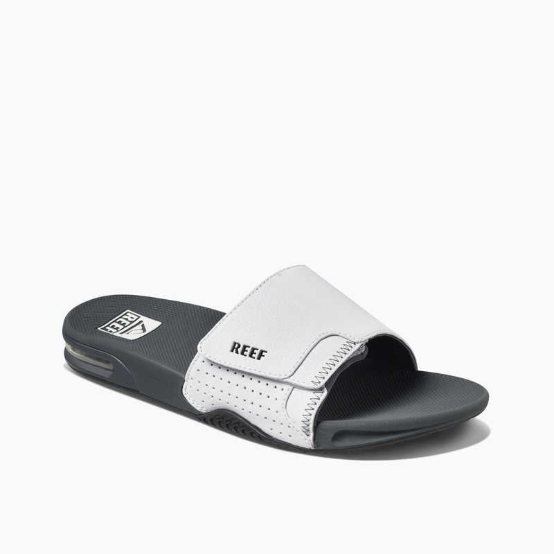 Men's Reef Fanning Slides Grey / White | pReBU87rR3n