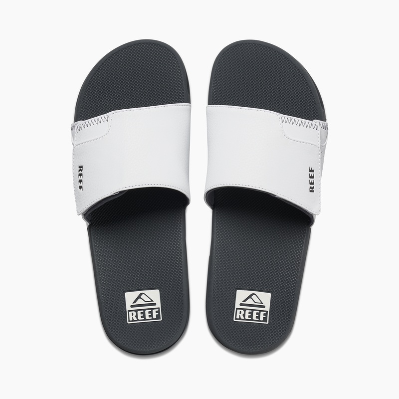 Men\'s Reef Fanning Slides Grey / White | pReBU87rR3n