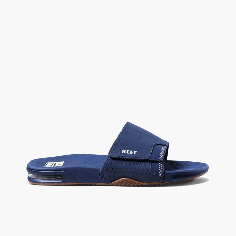 Men's Reef Fanning Slides Navy | 8tBoZVYQD58