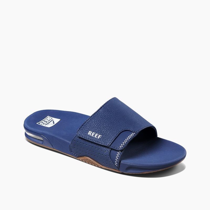 Men's Reef Fanning Slides Navy | 8tBoZVYQD58