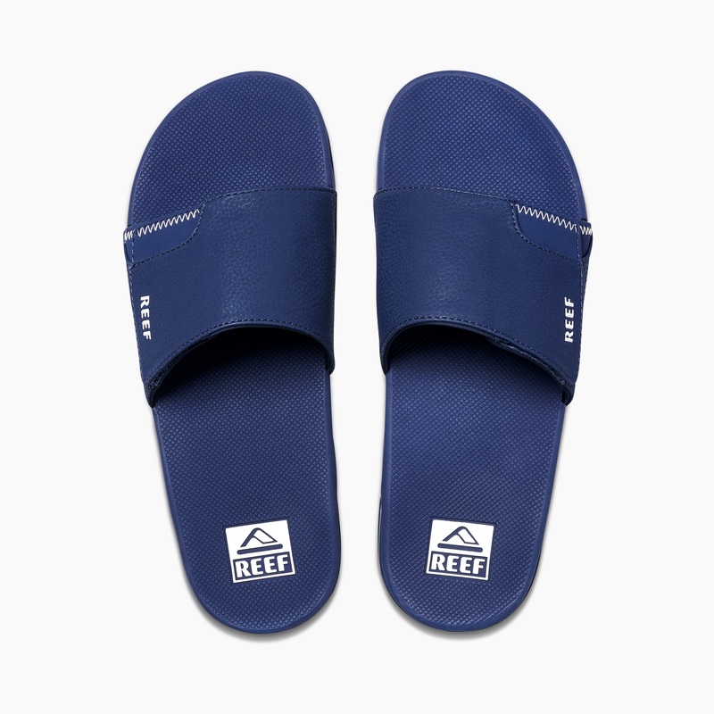 Men\'s Reef Fanning Slides Navy | 8tBoZVYQD58