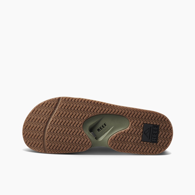 Men's Reef Fanning Slides Olive | QSnjNlWHqAZ