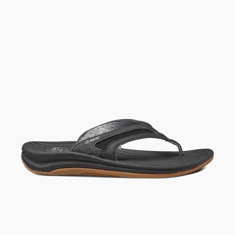 Men's Reef Flex Flip Flops Black / Silver | TKl8T14dfbv