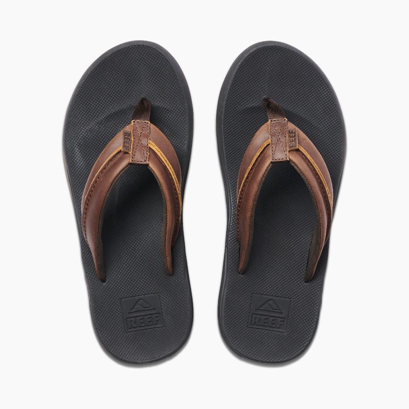 Men's Reef Leather Element Tqt Flip Flops Black / Brown | 3tZmzNsEJnC