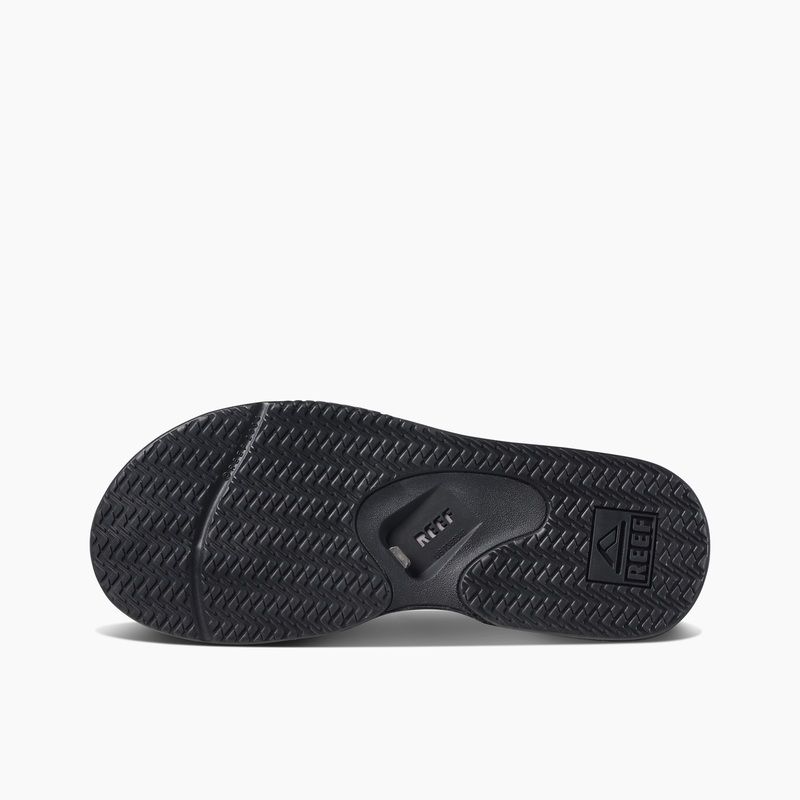 Men's Reef Leather Fanning Flip Flops Black | JrupC1ilHma