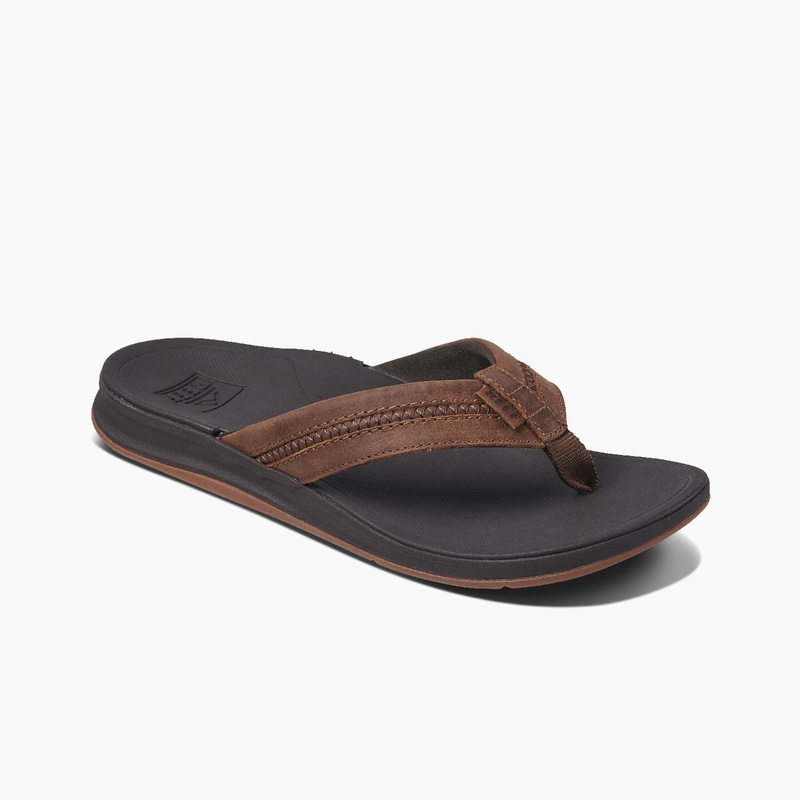 Men's Reef Leather Ortho-coast Flip Flops Brown | anOmcL2jI9f