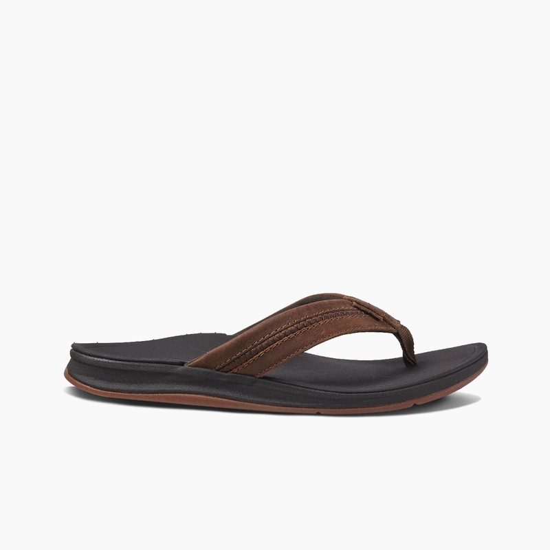 Men's Reef Leather Ortho-coast Flip Flops Brown | anOmcL2jI9f