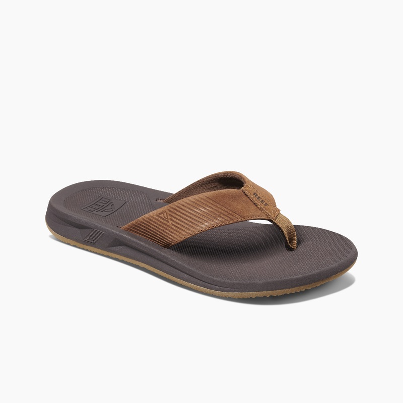 Men's Reef Leather Phantom Ii Flip Flops Brown | PtsBMjRWWW4