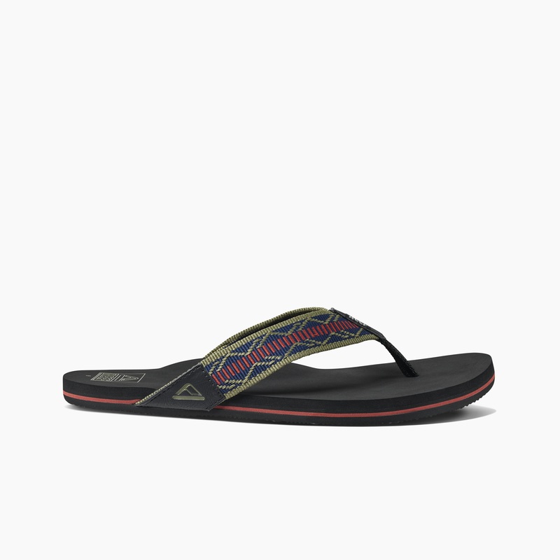 Men's Reef Newport Woven Flip Flops Navy / Red | cetBc1D1JZo