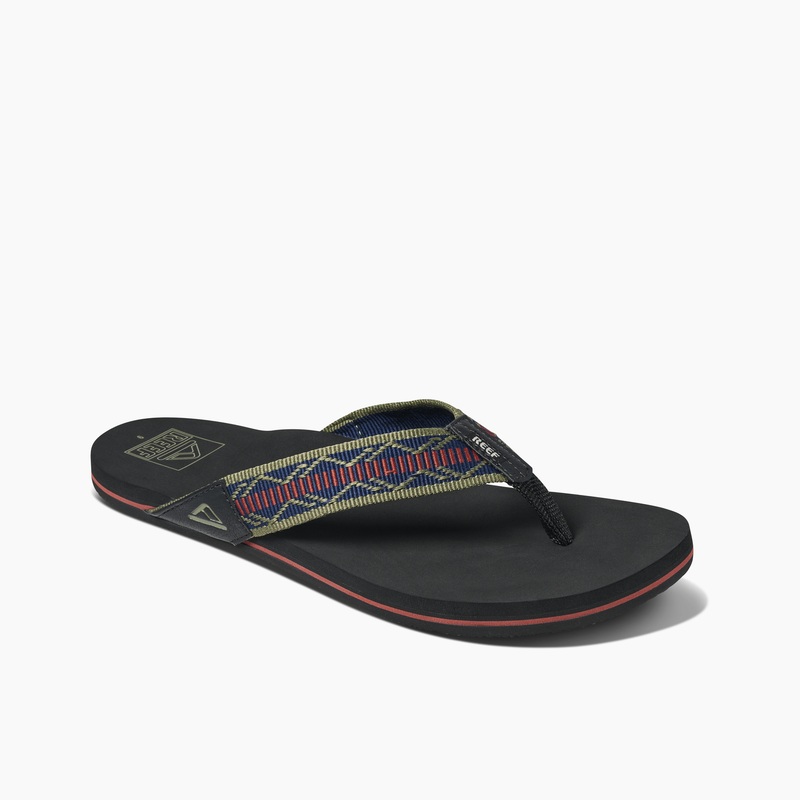 Men's Reef Newport Woven Flip Flops Navy / Red | cetBc1D1JZo