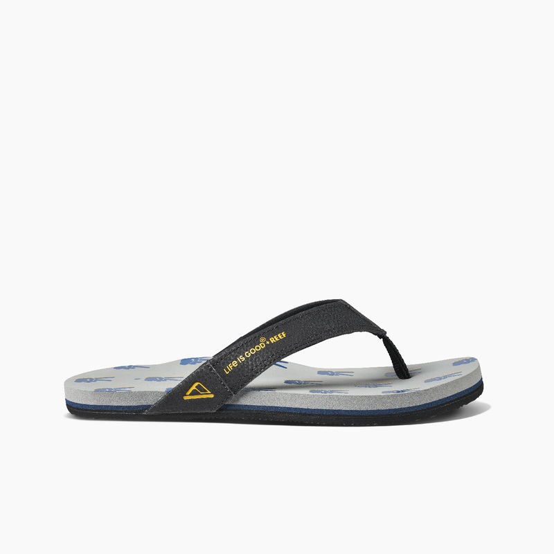 Men's Reef Newport X Life Is Good Flip Flops Grey | kvr5JelED3L