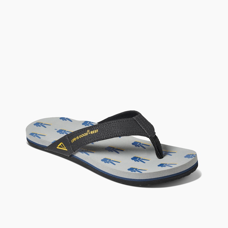 Men's Reef Newport X Life Is Good Flip Flops Grey | kvr5JelED3L