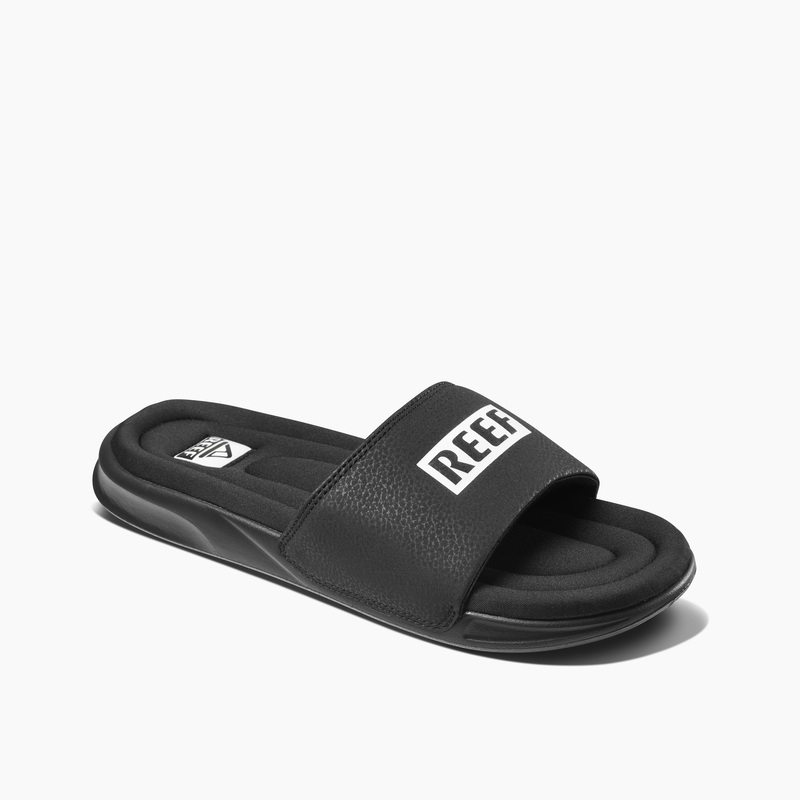 Men\'s Reef One Puff Slides Black | UJF3eEzEwaT