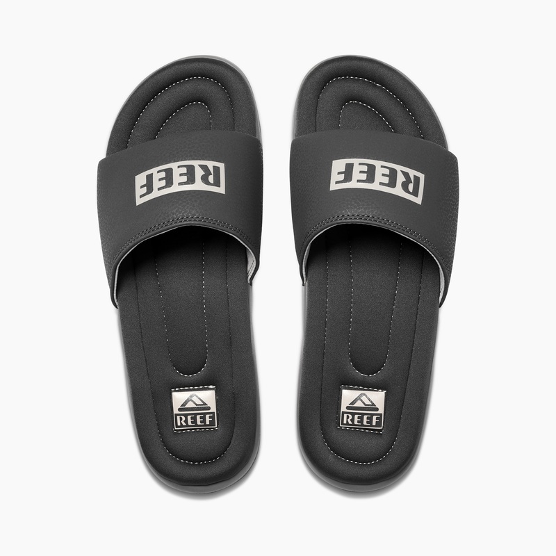 Men's Reef One Puff Slides Grey / White | Hwbvb4YpSwJ